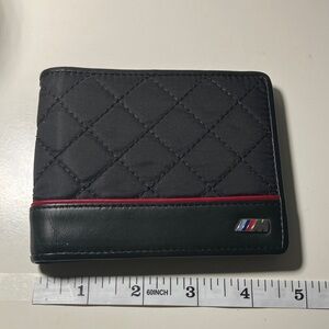 BMW Quilted Black Wallet with Red Accent